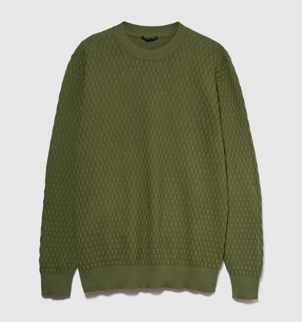 Solid colored sweater - men's crew neck sweaters - Military Green | Sisley image number 6